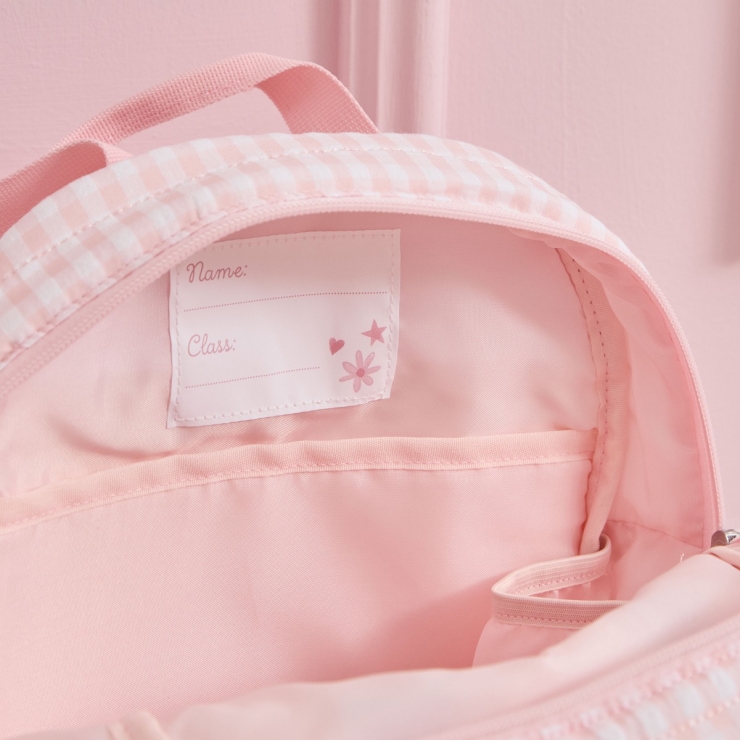 Personalised Garden Secrets Butterfly Pink Gingham Backpack