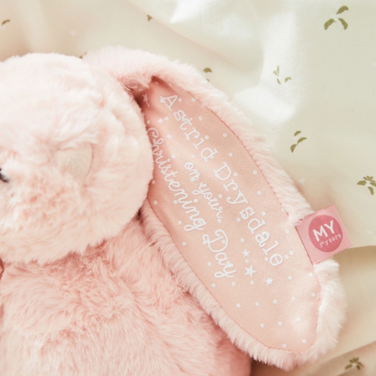 Personalized Christening Day Pink Bunny Soft Toy