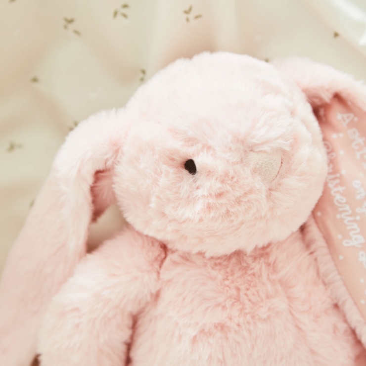 Personalized Christening Day Pink Bunny Soft Toy