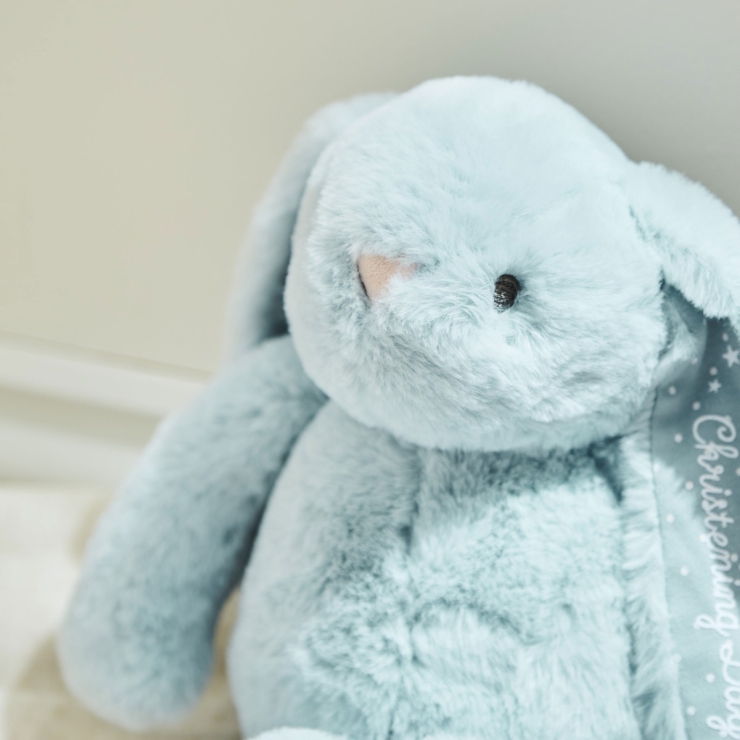 Personalized Christening Day Blue Bunny Soft Toy