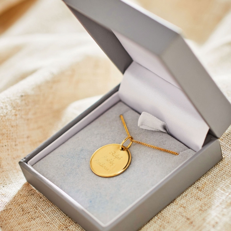 Personalised Gold Round Adults Necklace