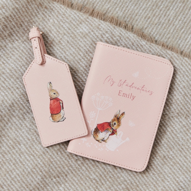 Personalised Flopsy™ Bunny Pink Passport Holder & Luggage Tag Set