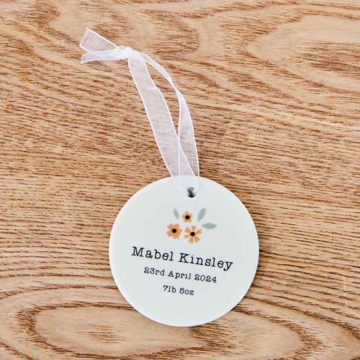 Personalized Yellow Flower Hanging Ceramic Decoration