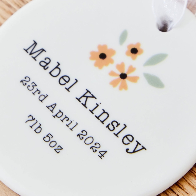 Personalized Yellow Flower Hanging Ceramic Decoration