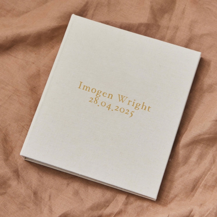 Personalized Linen Baby Journal Keepsake Book