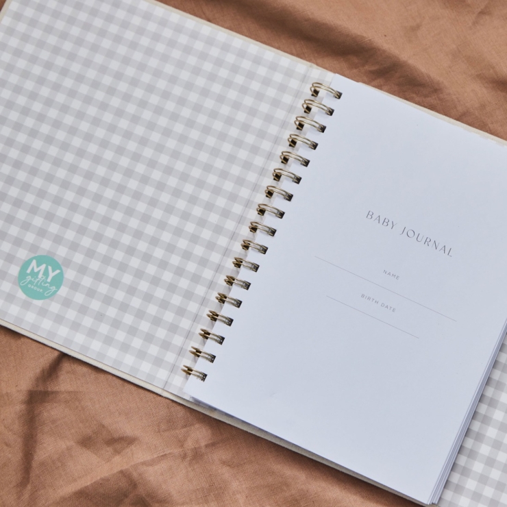 Personalized Linen Baby Journal Keepsake Book