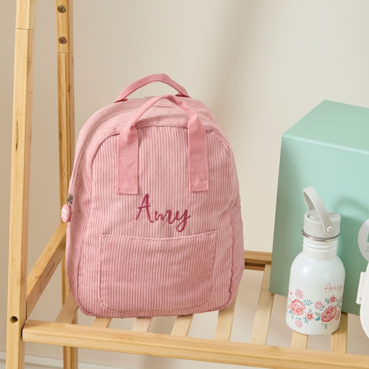 Personalised Big Name Pink Cord Backpack