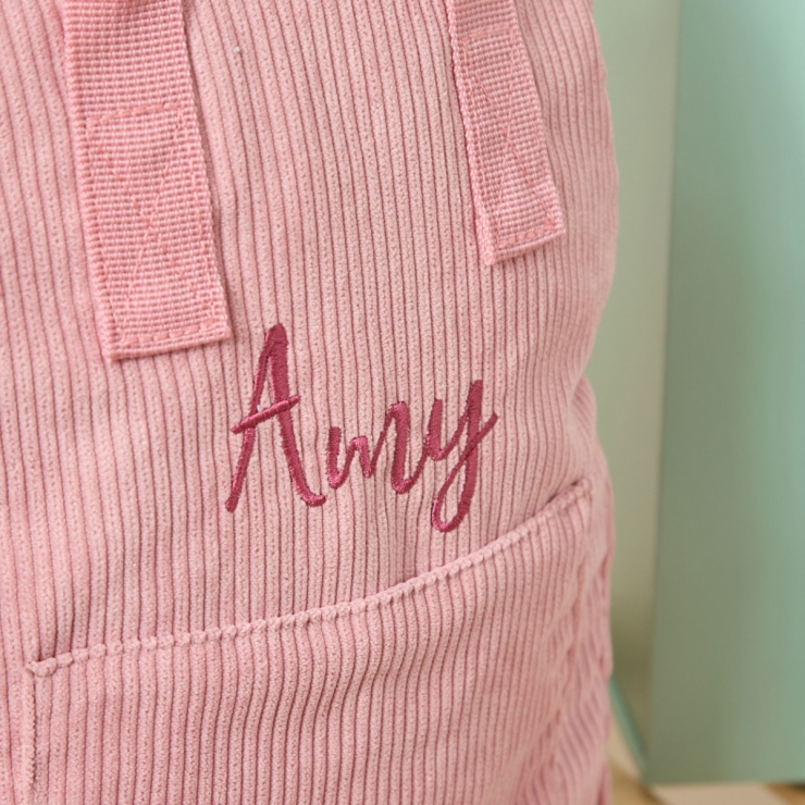 Personalised Big Name Pink Cord Backpack
