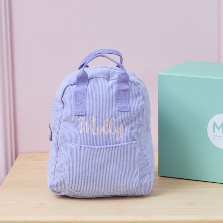Personalised Big Name Lilac Cord Backpack