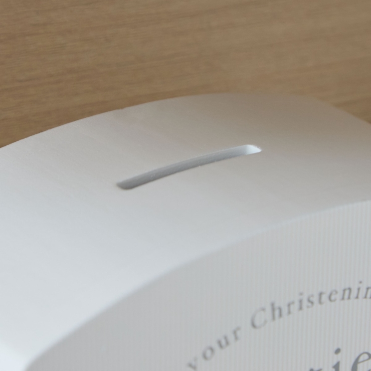Personalised Dove Christening Wooden Money Box