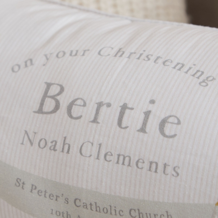 Personalised Dove Christening Linen Cushion