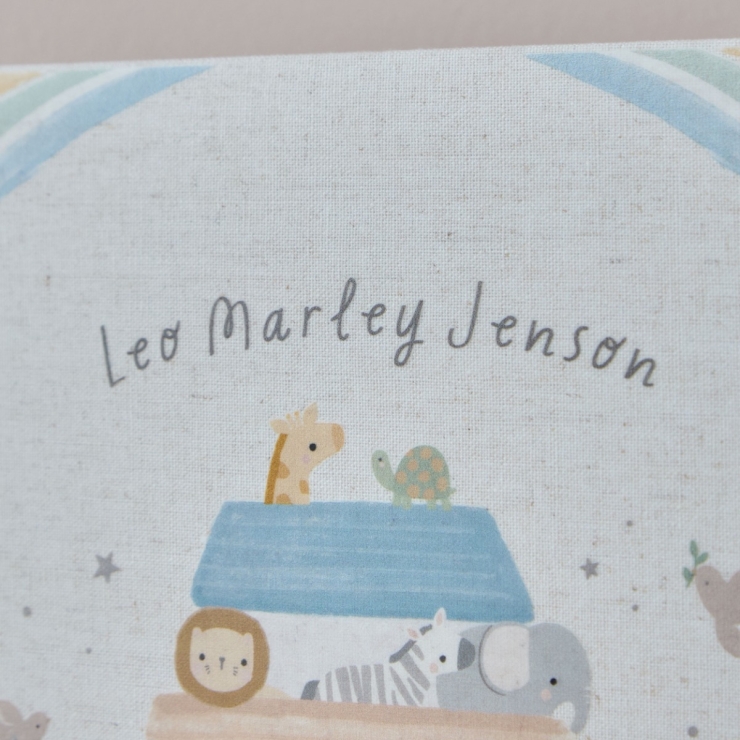 Personalised Noah's Ark Christening Linen Photo Album