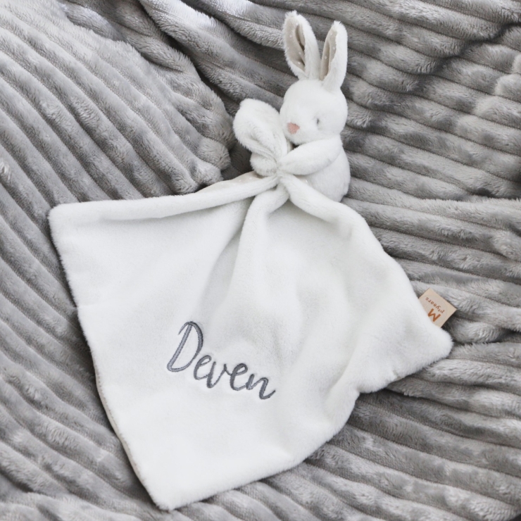 Personalised White Super Soft Bunny Comforter