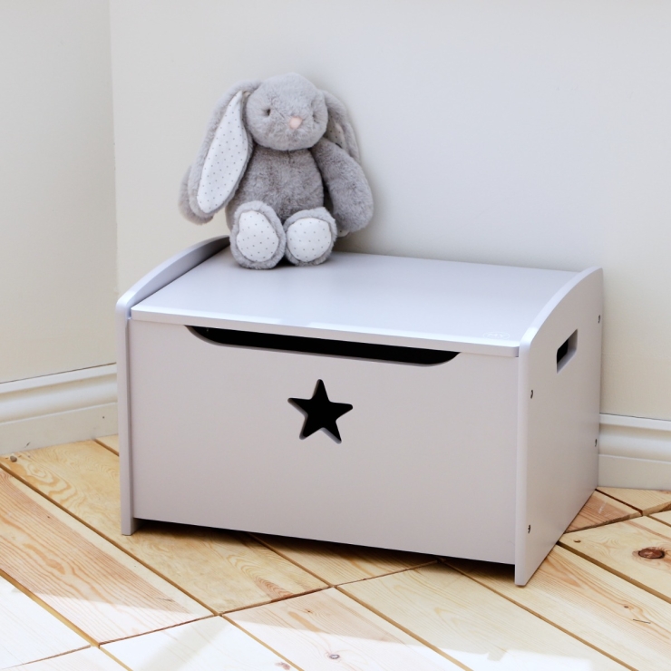 Personalised Grey Star Design Toy Box