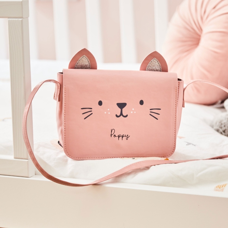 Personalized Pink Cat Toddler Handbag