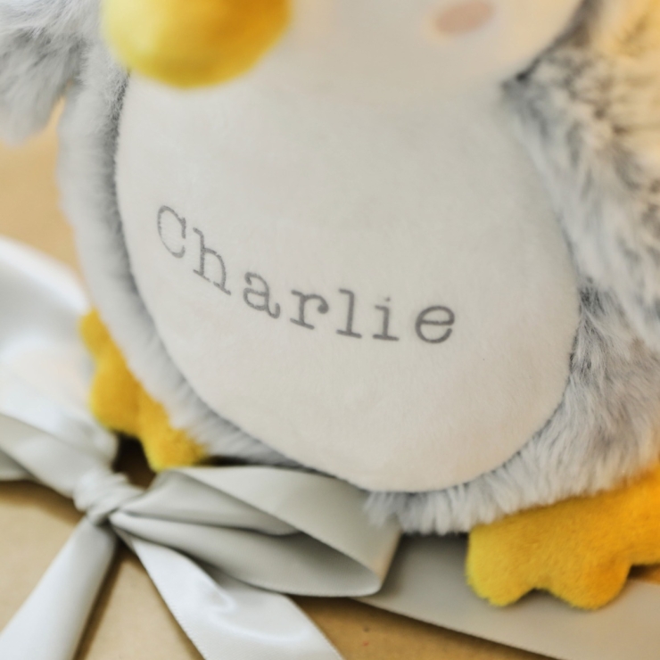 Personalized Grey Penguin Soft Toy