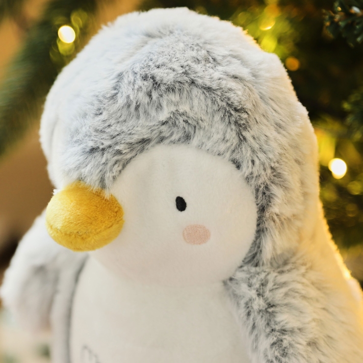 Personalized Grey Penguin Soft Toy