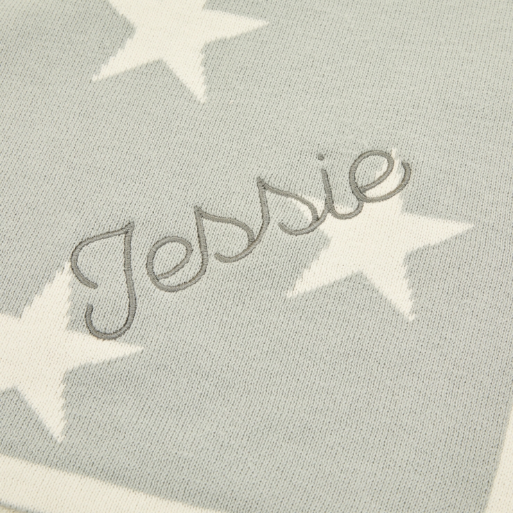 Personalised Light Blue Star Intarsia Blanket Personalisation