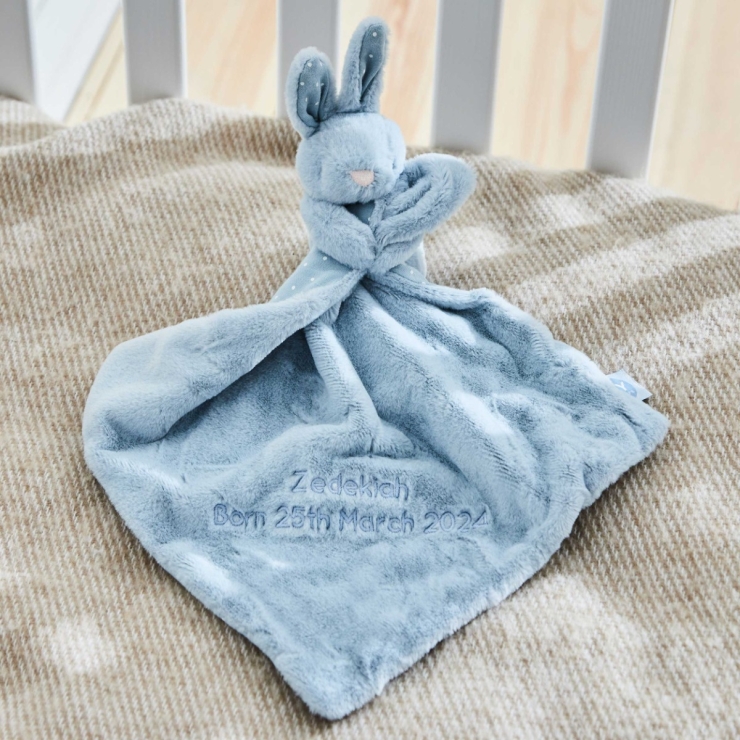 Personalized Blue Bunny Comforter