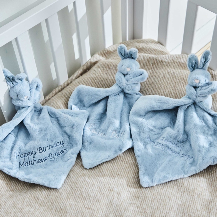 Personalized Blue Bunny Comforter