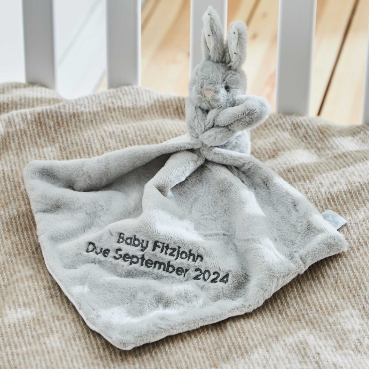 Personalized Light Grey Bunny Comforter