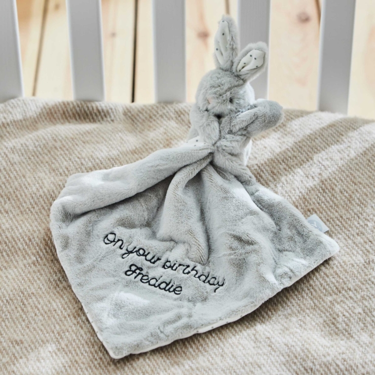 Personalized Light Grey Bunny Comforter