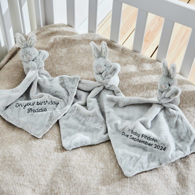 Personalized Light Grey Bunny Comforter