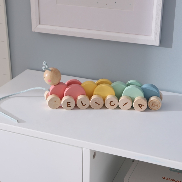 Personalised Colourful Pull Along Caterpillar FSC®