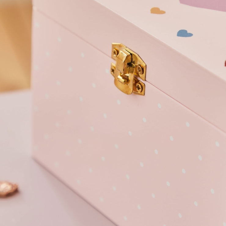 Personalised Wooden Heart Pink Jewellery Box FSC®