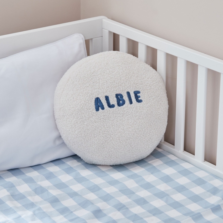 Personalised Capital Letter Name Round Borg Cushion
