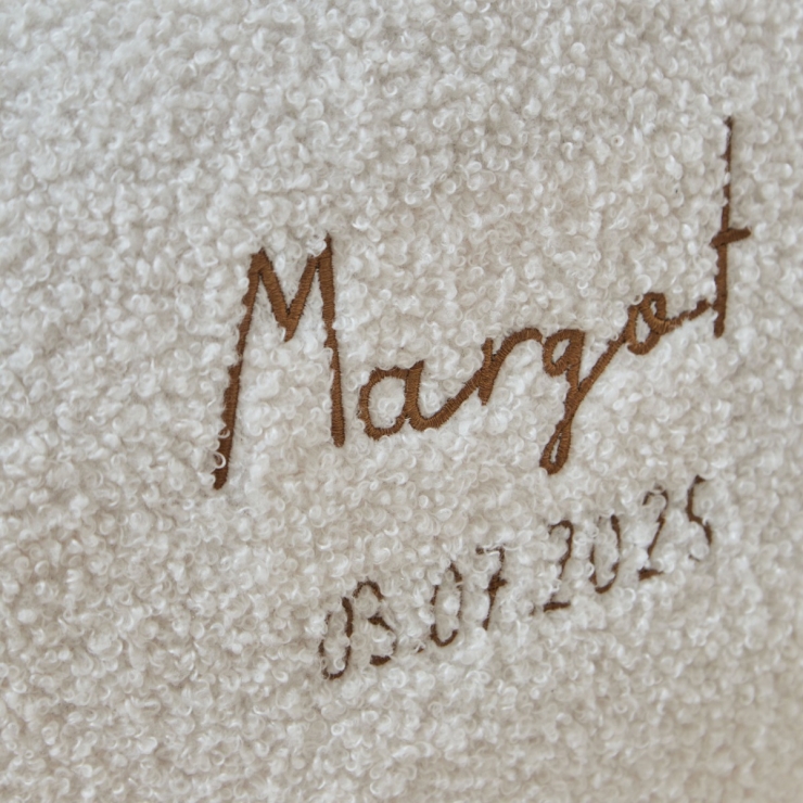 Personalised Name & Date Round Borg Cushion