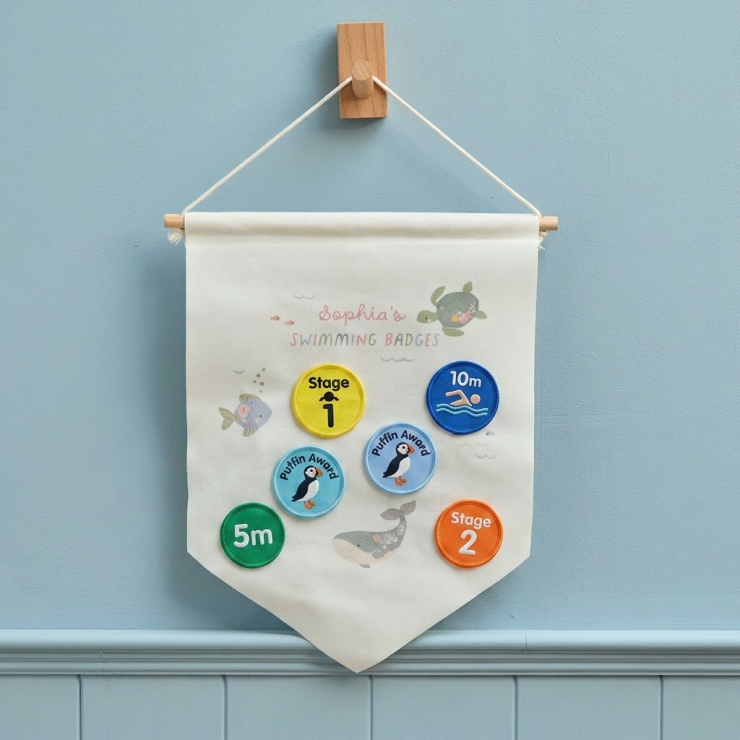 Personalised Summer Sorbet Swimming Badges Wall Hanging