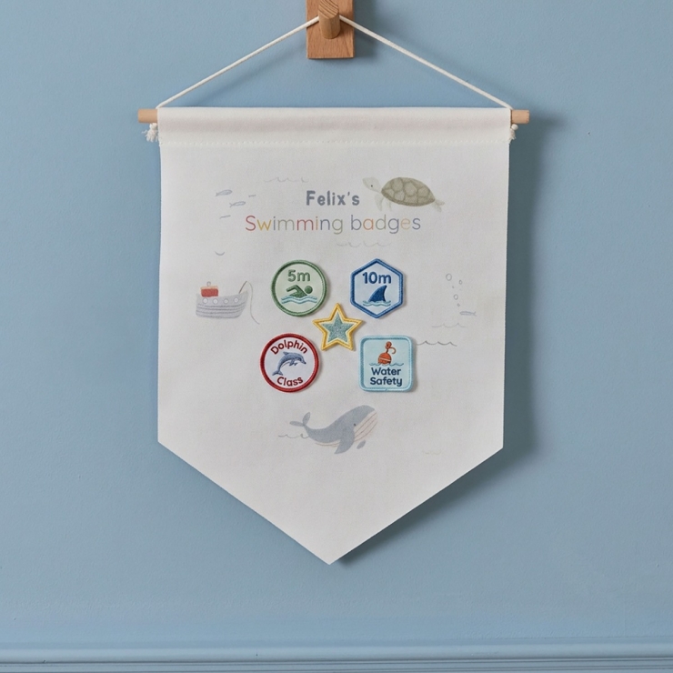 Personalised High Tide Swimming Badges Wall Hanging