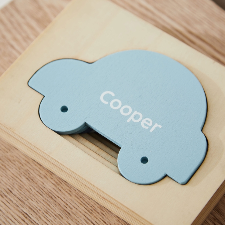 Personalised Blue Car Puzzle Toy FSC®