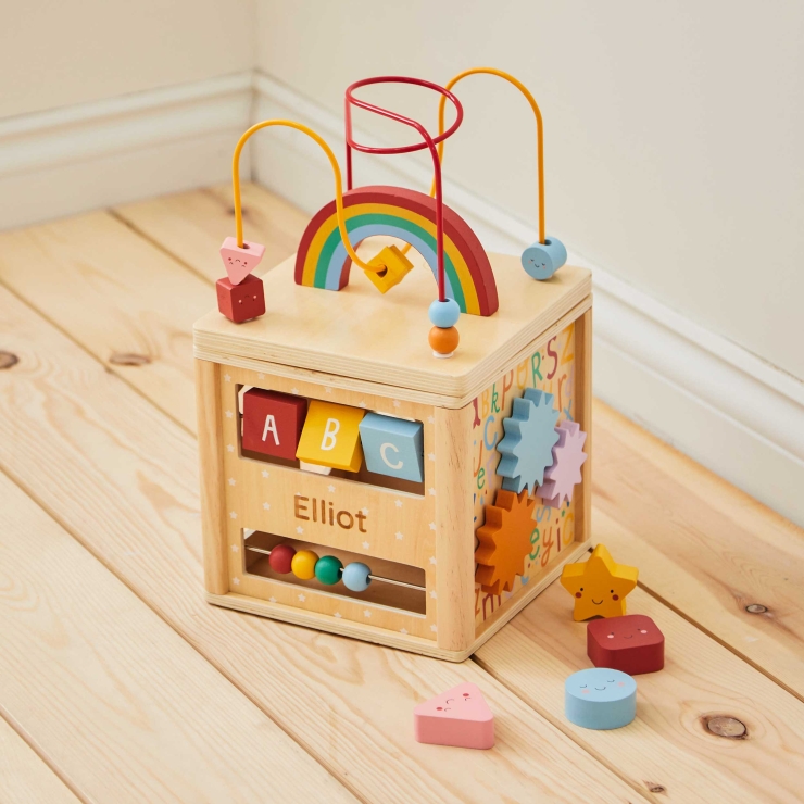 Personalized Colorful Wooden Activity Cube