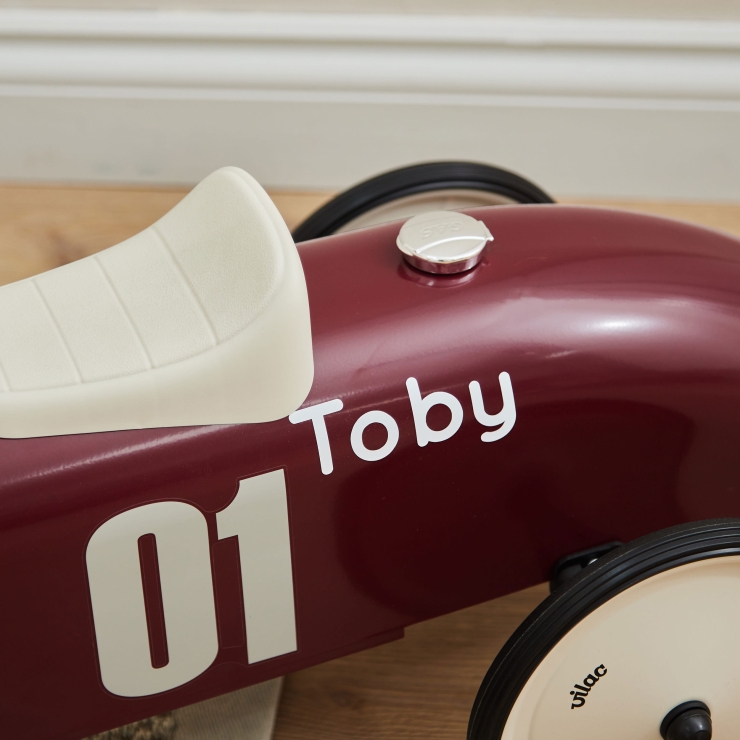 Personalised Burgundy Vilac Racing Ride-on Car