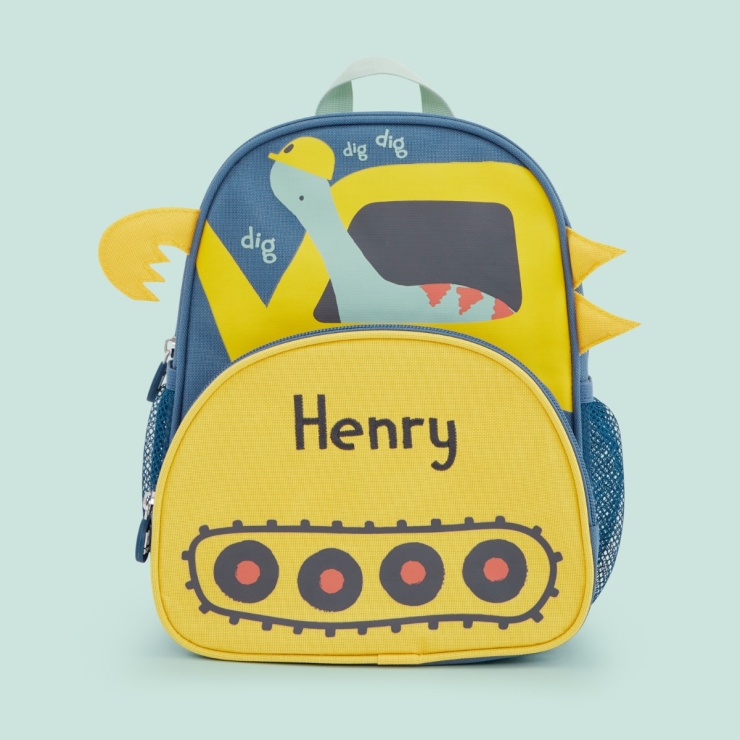 Personalised Dinosaur Digger Design Mini Backpack