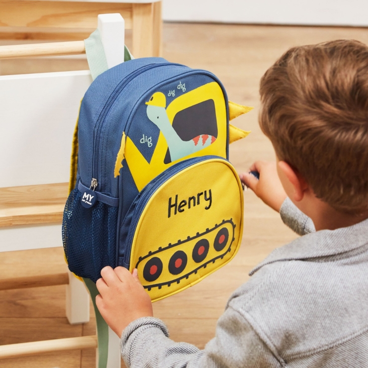 Personalised Dinosaur Digger Design Mini Backpack