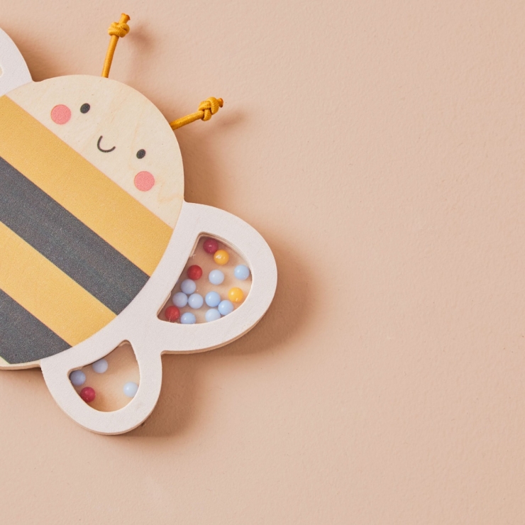 Personalised Just Bee Kids Wooden Bee Rattle FSC®