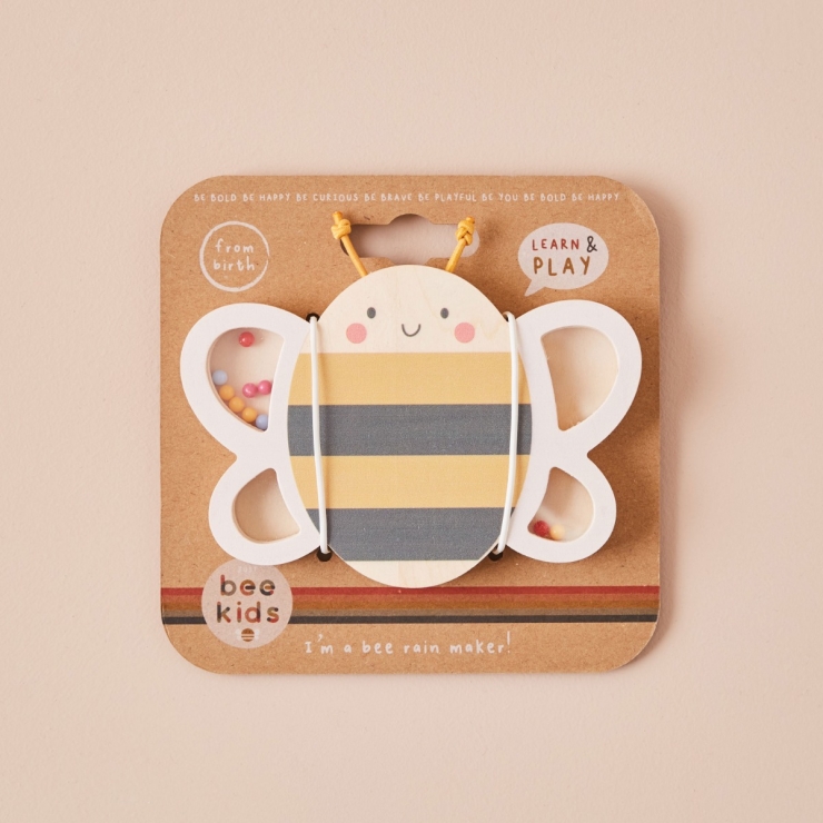 Personalised Just Bee Kids Wooden Bee Rattle FSC®