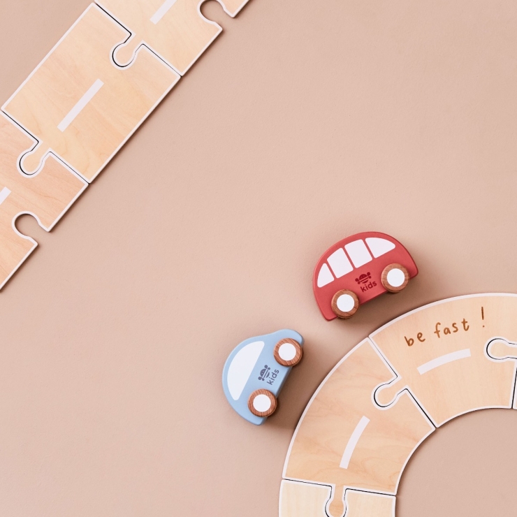 Personalised Just Bee Kids Wooden Road Track with Vehicle Toys FSC®