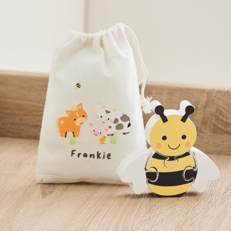 Personalised Orange Tree Toys Bee Wooden Puzzle