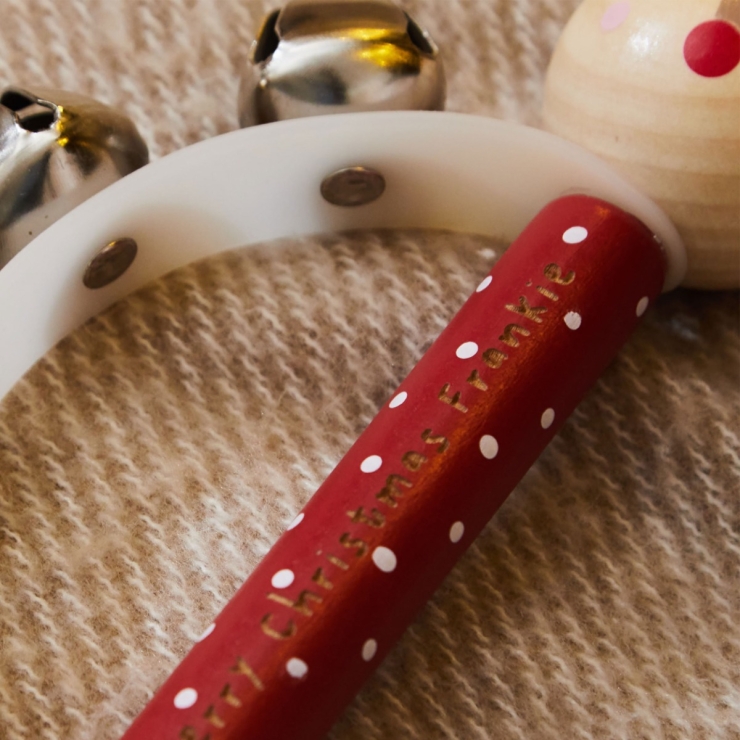 Personalised Wooden Reindeer Handbell FSC®