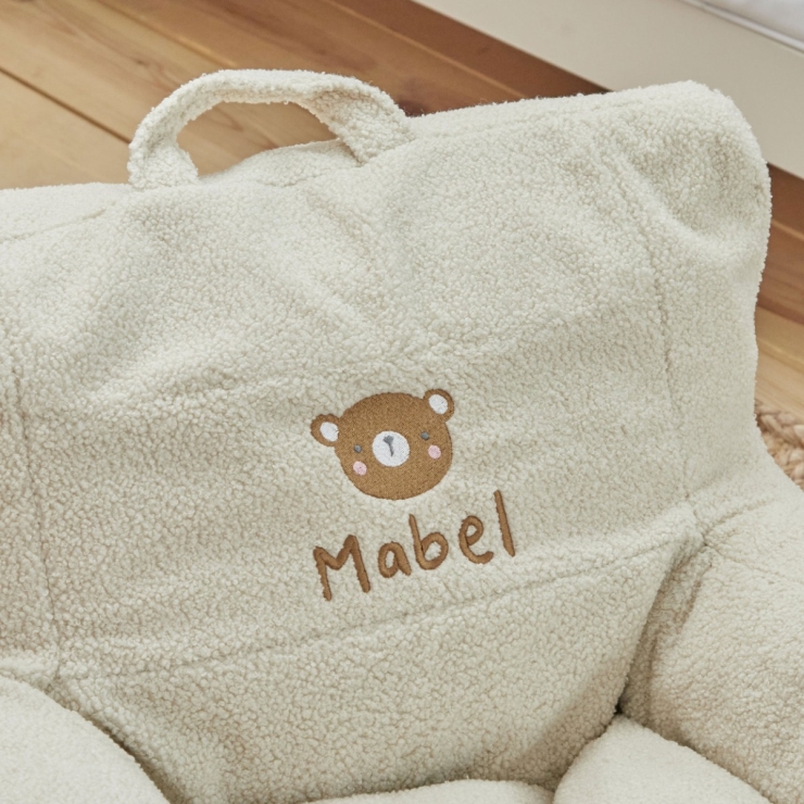 Personalised Bear Ecru Bean Bag Filled Chair 