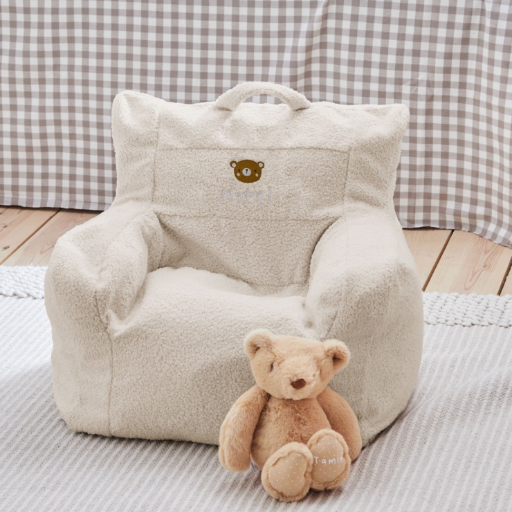 Personalised Bear Ecru Bean Bag Filled Chair 