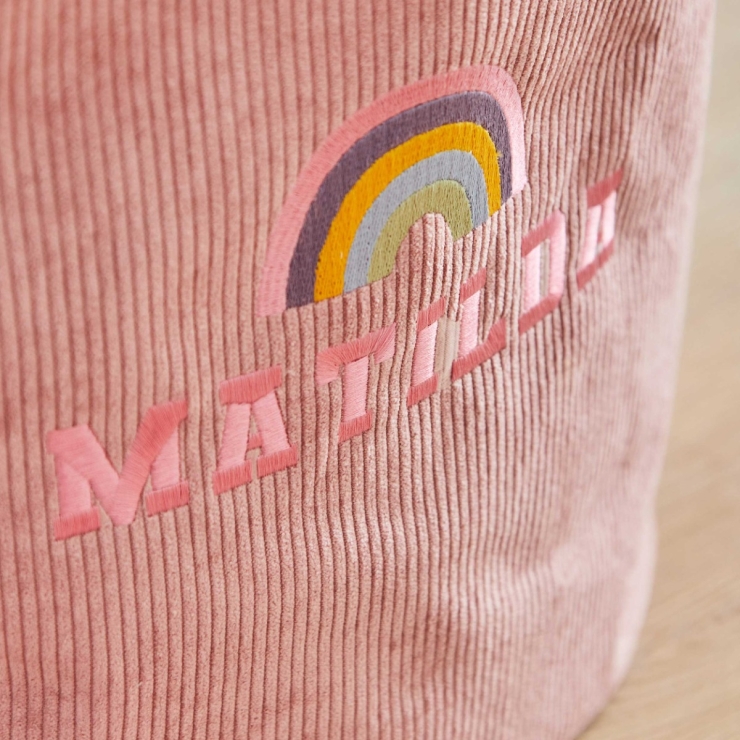 My Kids Personalised Large Rainbow Pink Cord Storage Bag