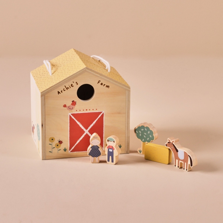 Personalised Just Bee Kids Wooden Farm House with Dolls FSC®
