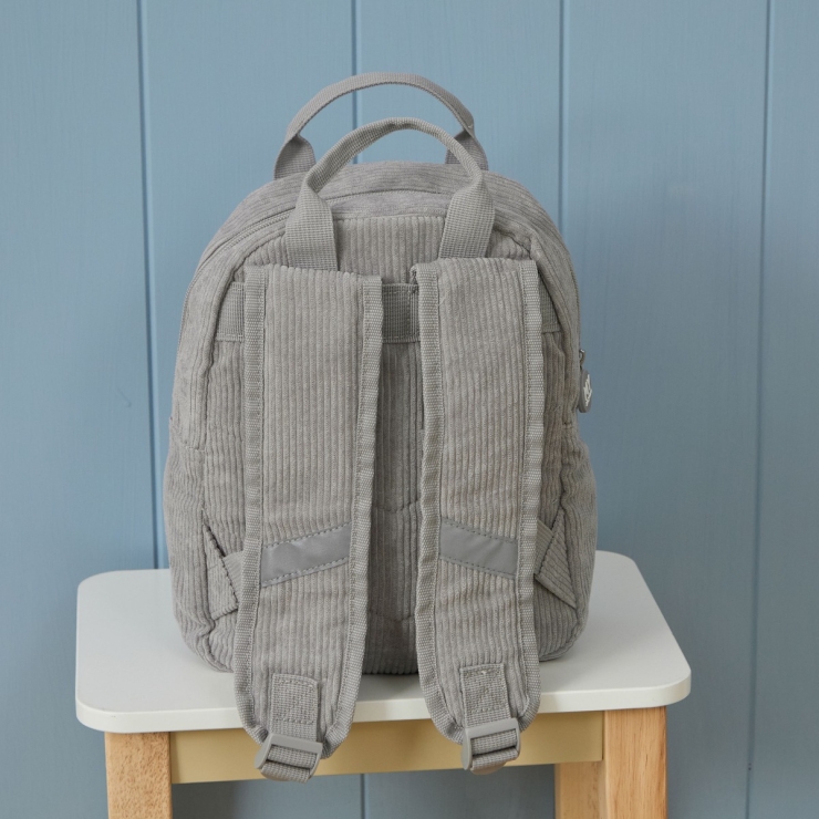 Personalised 3 Dinos Embroidered Grey Cord Backpack