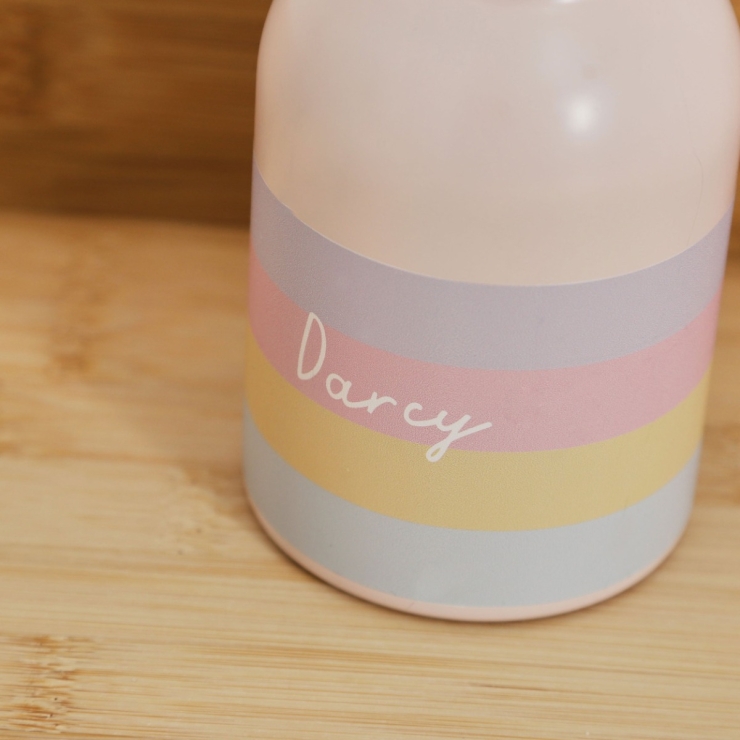 Personalised Pink Rainbow Water Bottle 