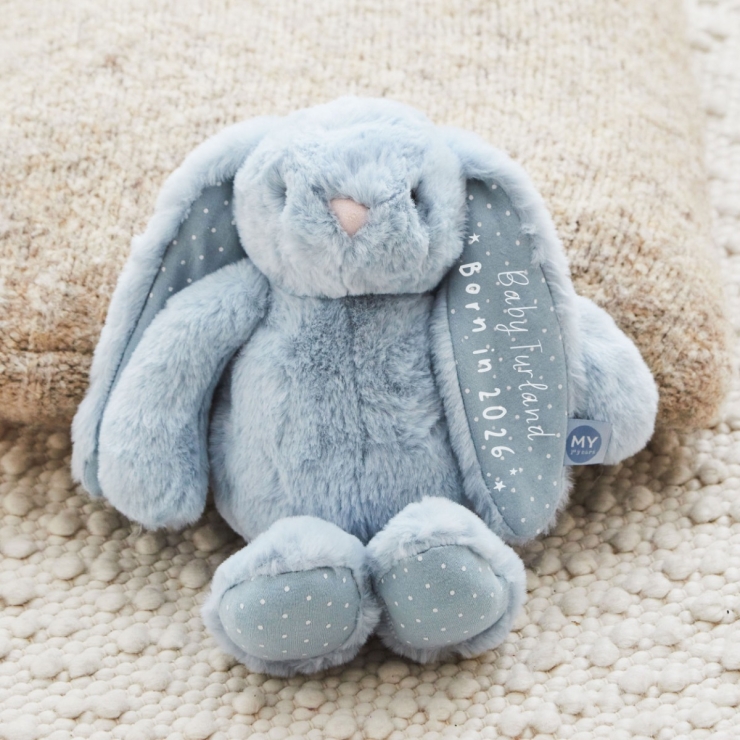 Personalized Born In 2026 Blue Bunny Soft Toy